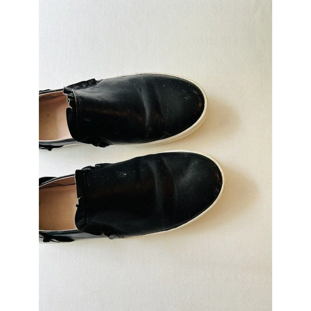 Kate Spade Shoes 7 M Lilly Slip‎ On Sneakers Black Leather Ruffled